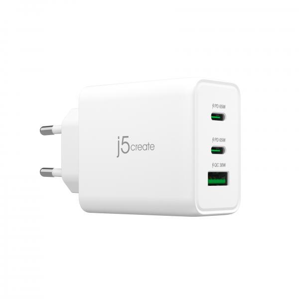 j5create JUP3365E-EN Caricatore GaN USB-C® a 3 porte da 65W - UE (65W GAN USB-C