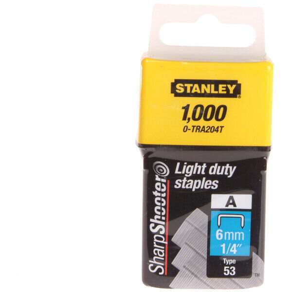 STANLEY 0-TRA204T TRA2 Leggeri Graffette 6mm Confezione 1000