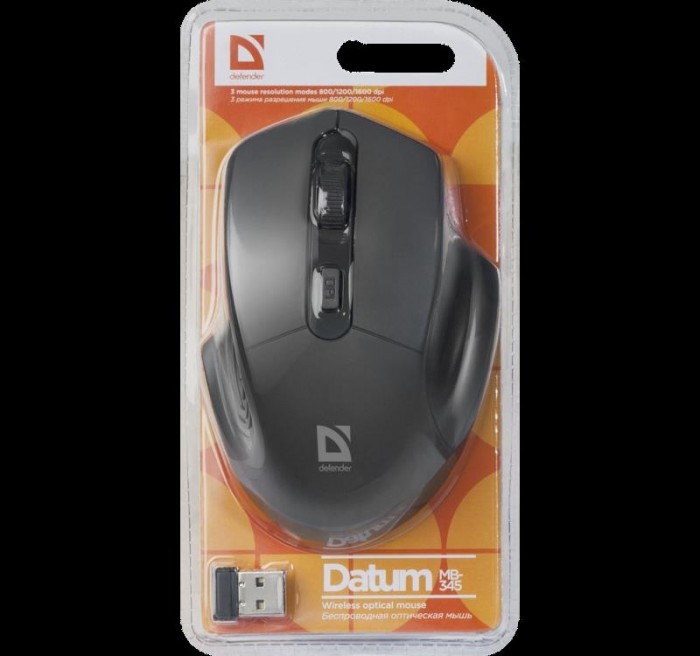 MOUSE DEFENDER TEDESCHE DATA MB-345 RF OTTICA 1600DPI 4P NERO 52345 WIRELESS