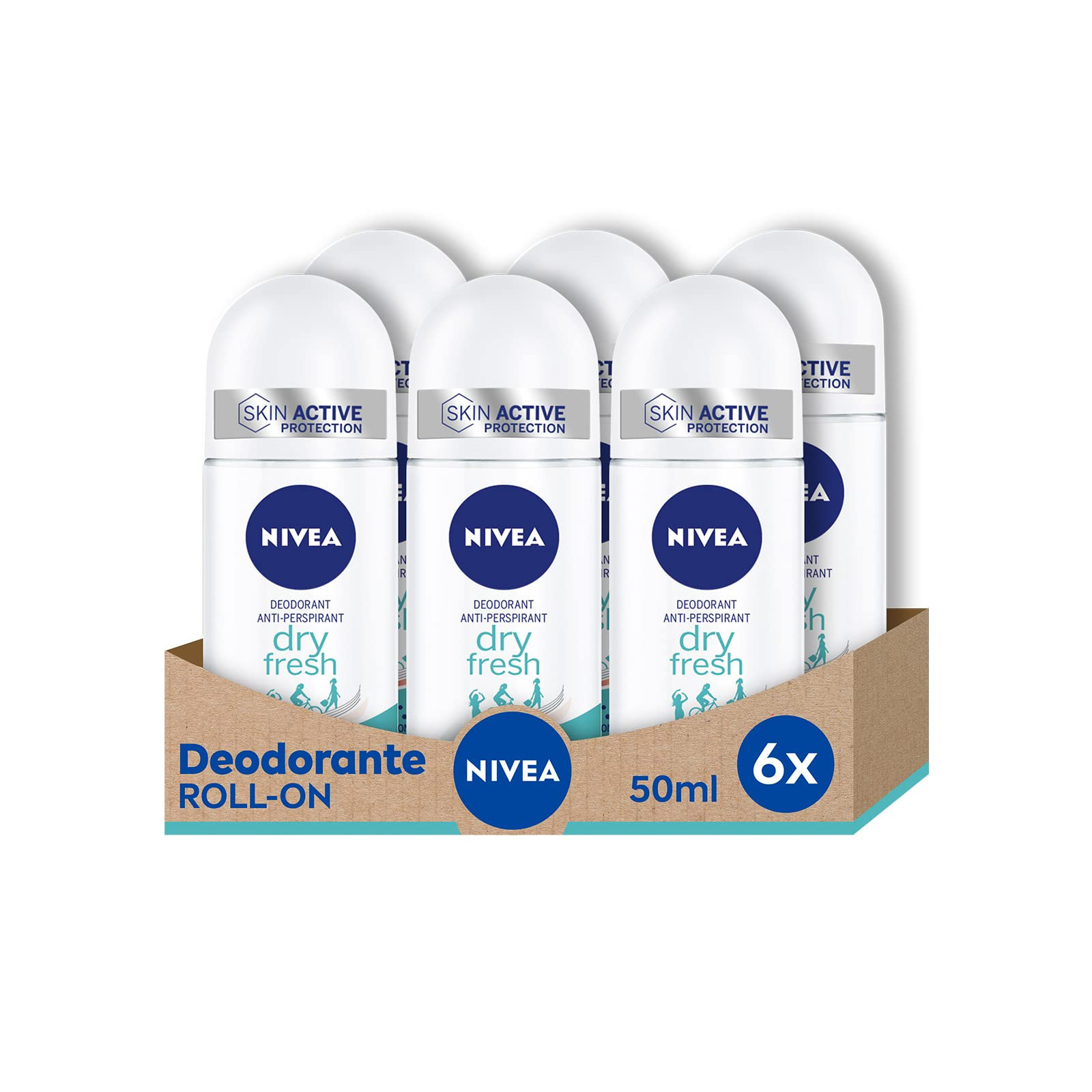 NIVEA Dry Fresh Roll-on Deodorante 6 x 50 ml, Deodorante roll-on con (x8r)