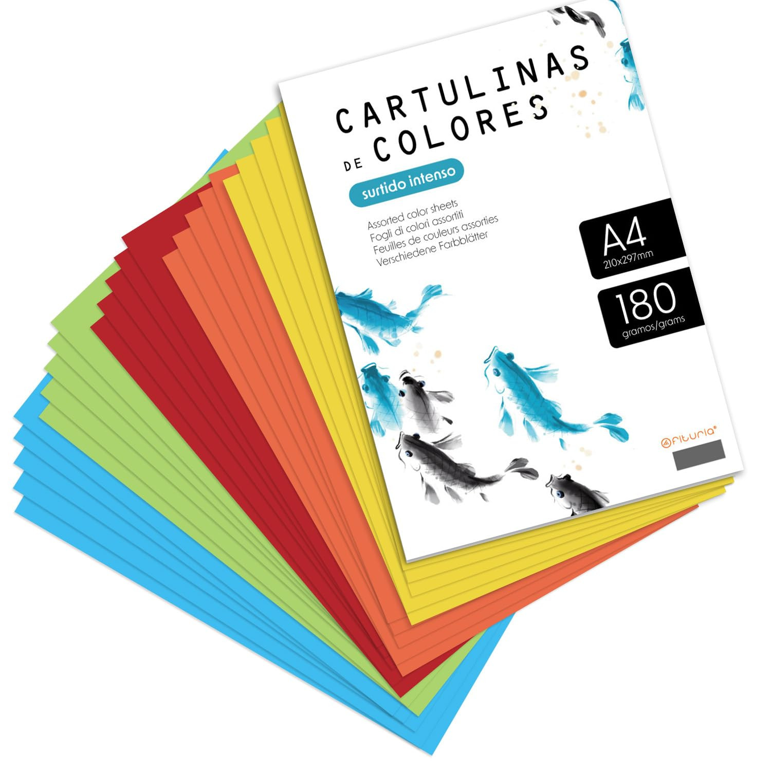 Cartoncino Colorato, Cartoncino A4 Colori Intensi Assortiti, Carta (E4i)