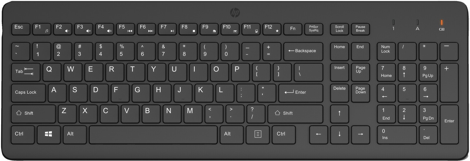HP Tastiera Wireless 225 Full-size con Tastierino Numerico e Touchpad Nero 805T1