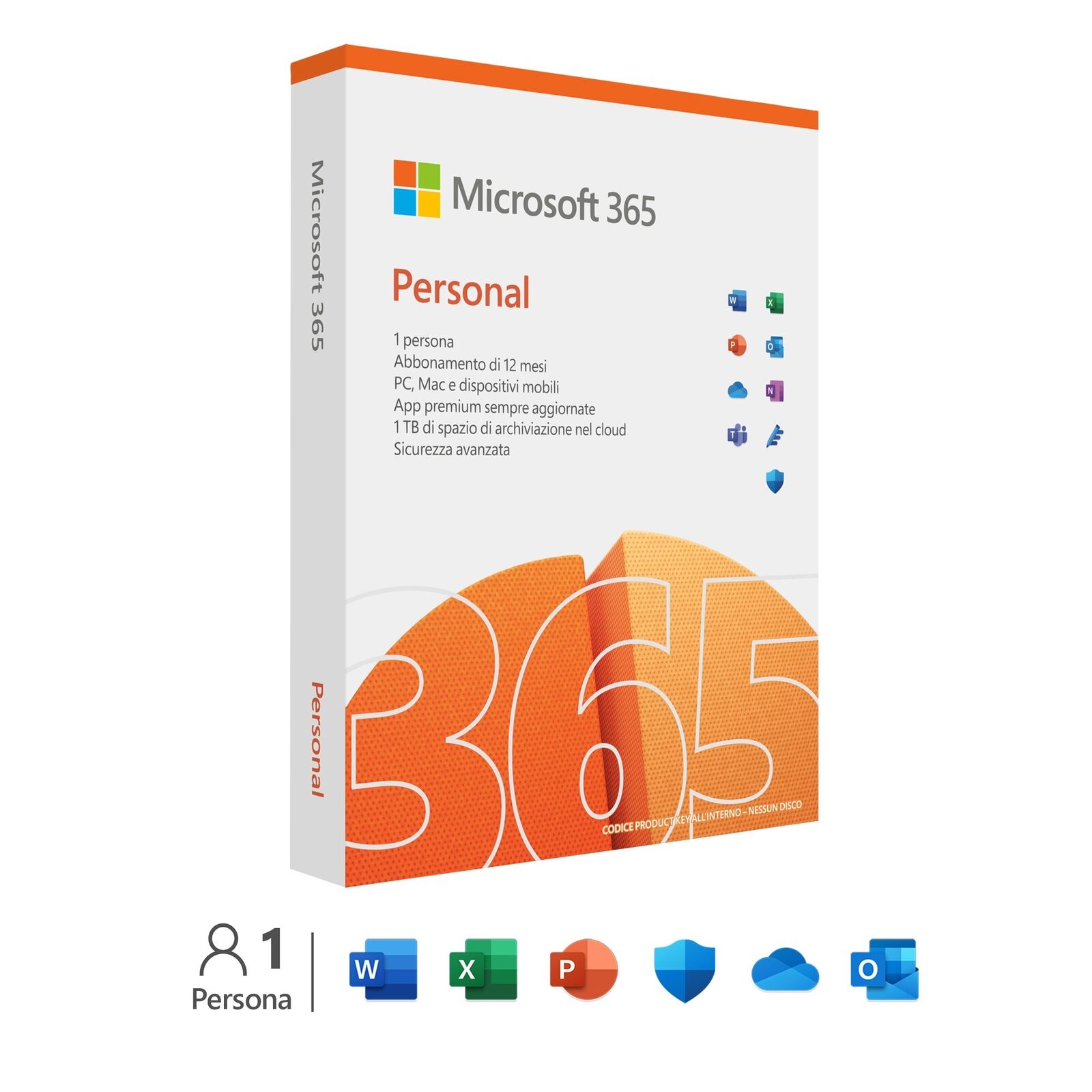 Microsoft office 365 Personal, 1 persona, 12 Mesi, PC/Mac/tablet/cellulari