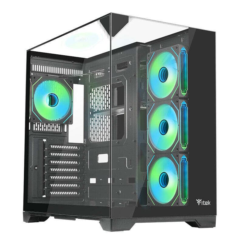 Itek Case DARK CAVE PANO - Gaming Tower- ATX- 4x12cm ARGB fan- 2xUSB3- Type-C- T