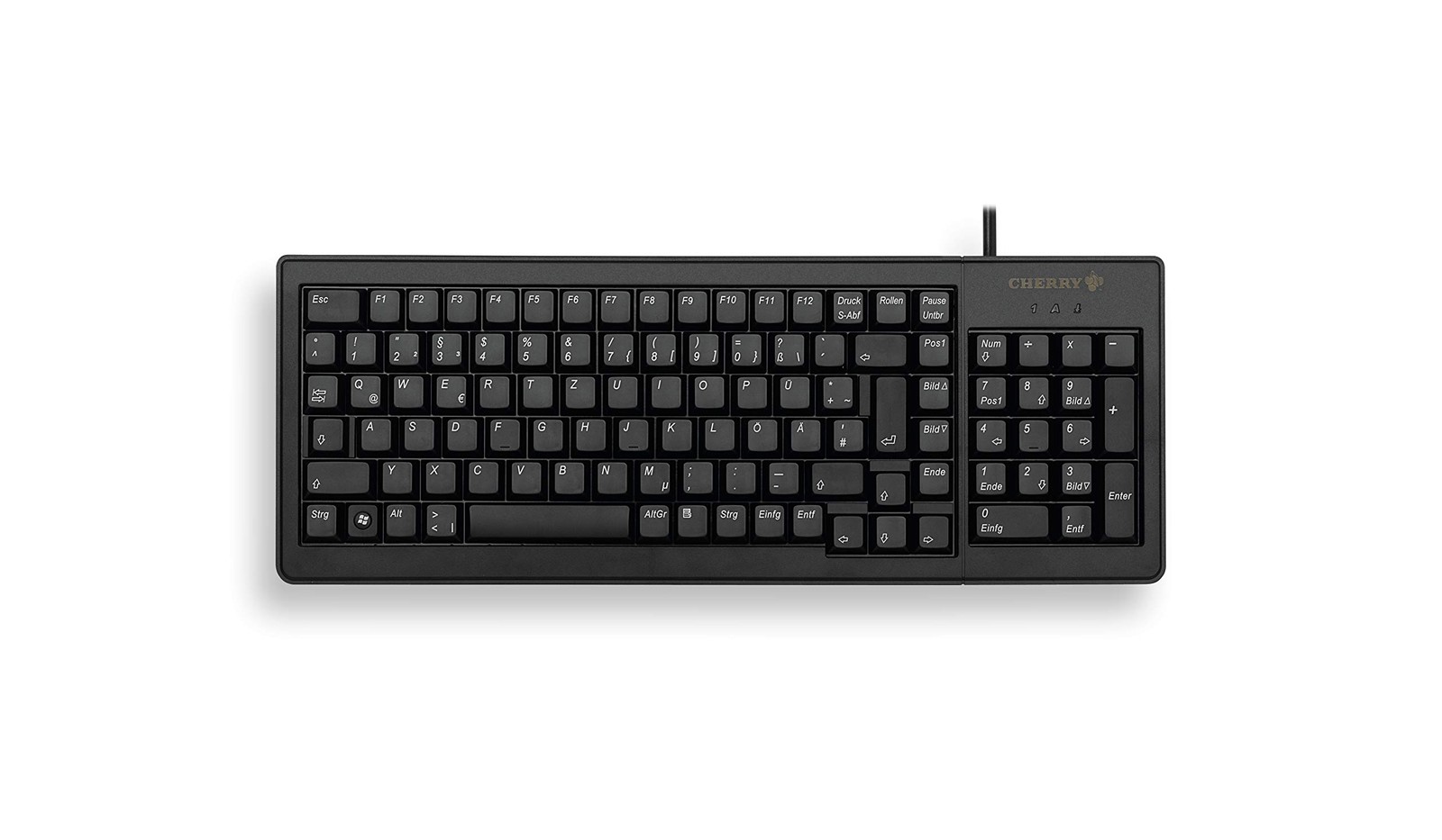 CHERRY G84-5200 Compact XS Keyboard with Number Pad - Black British Layout - QWE