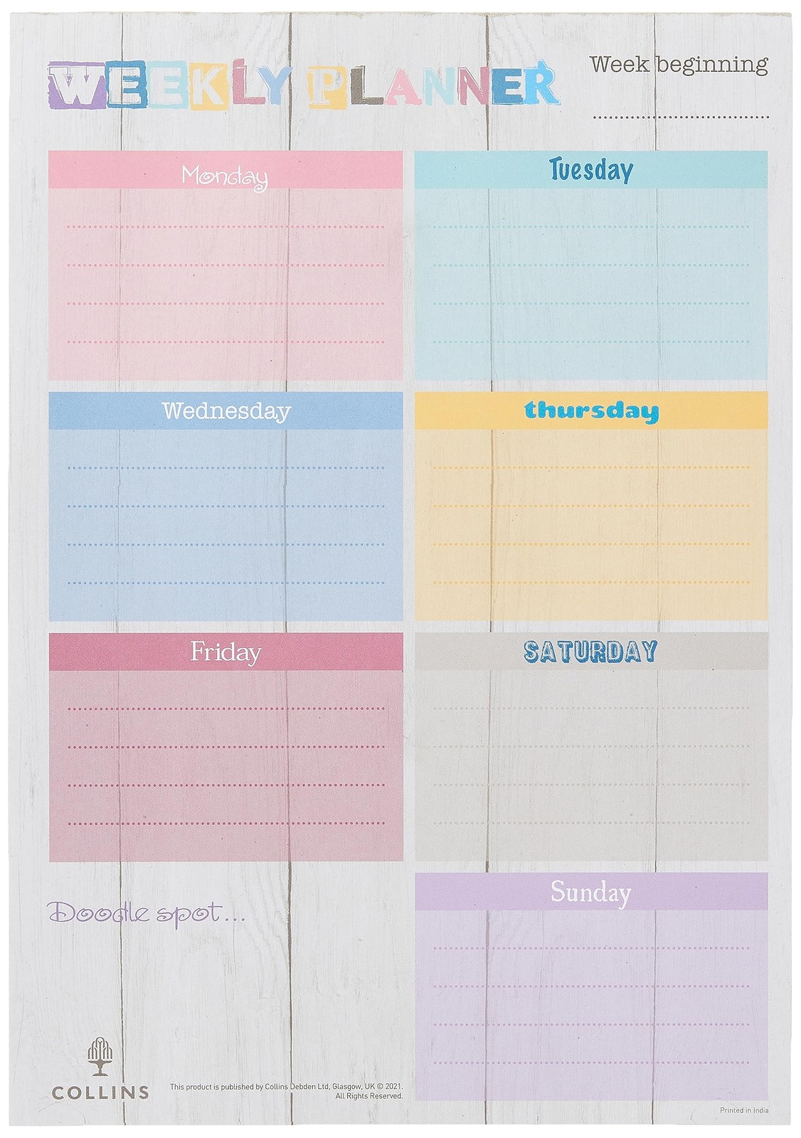 Collins Brighton - Planner Pad A4 Weekly - DPWA4-01 a4 Brighton Single