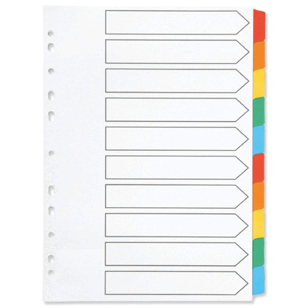 Q-Connect 10-Part Index Multi-punched Reinforced Board Multi-Colour Blank Tabs A