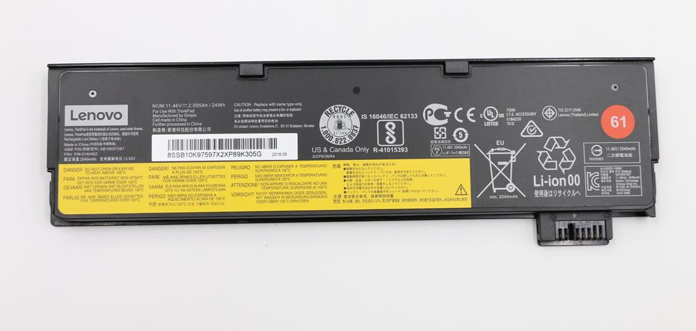 Lenovo LG Chem - Laptop-Batterie - Lithium-Ionen - 3 Zellen - 1950 mAh - 24 Wh -