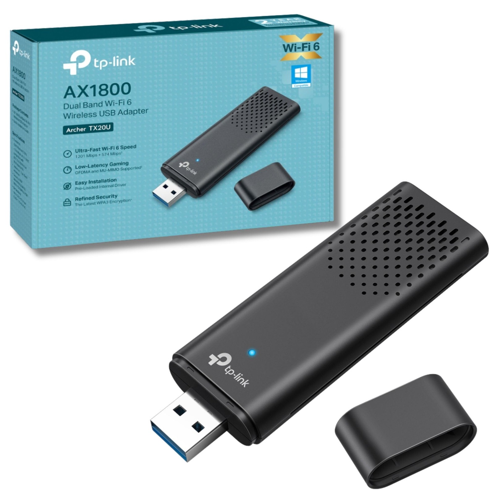 TP-Link AX1800 Dual Band Wi-Fi 6 Wireless USB Adapter, Wi-Fi dongle, SuperSpeed