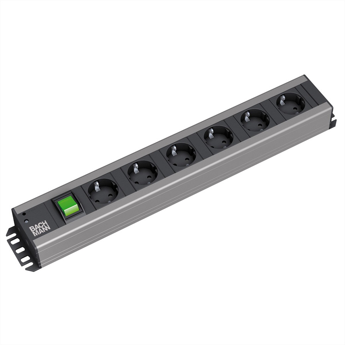 Bachmann 300.003 Basic 2U Nero Grigio 6 presa(e) AC 2 m 74 mm Cavo