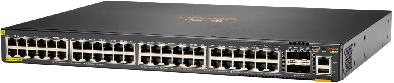 Switch HP Aruba JL727A 6200F 48G Classe 4 PoE gestito Layer 3 4SFP+ 370W