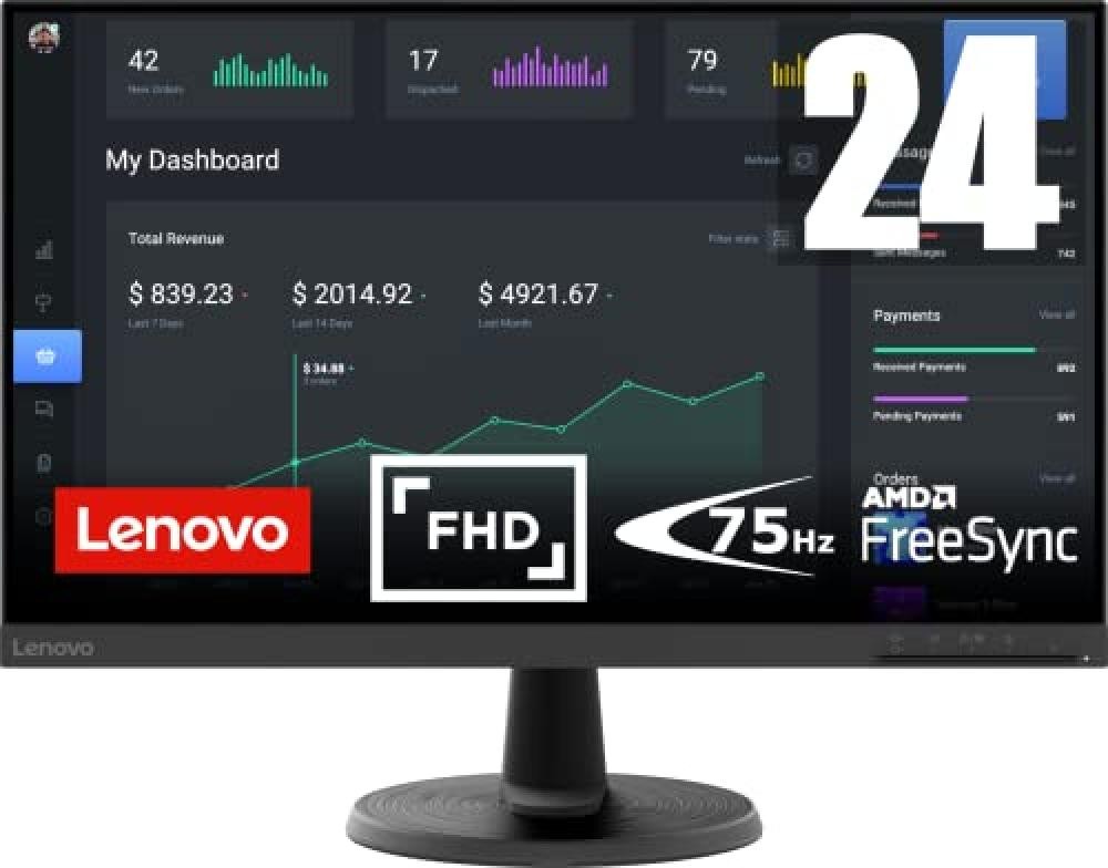 (TG. 24) Lenovo D24-45 Monitor - Display 24 pollici FullHD (1920 x 1080, VA, Bor