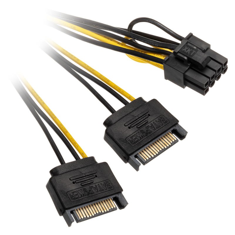 Akasa AK-CBPW19-15 PCI-E (8-pin) 2 x SATA a 15 pin Nero 1 pz power to 6+2pin