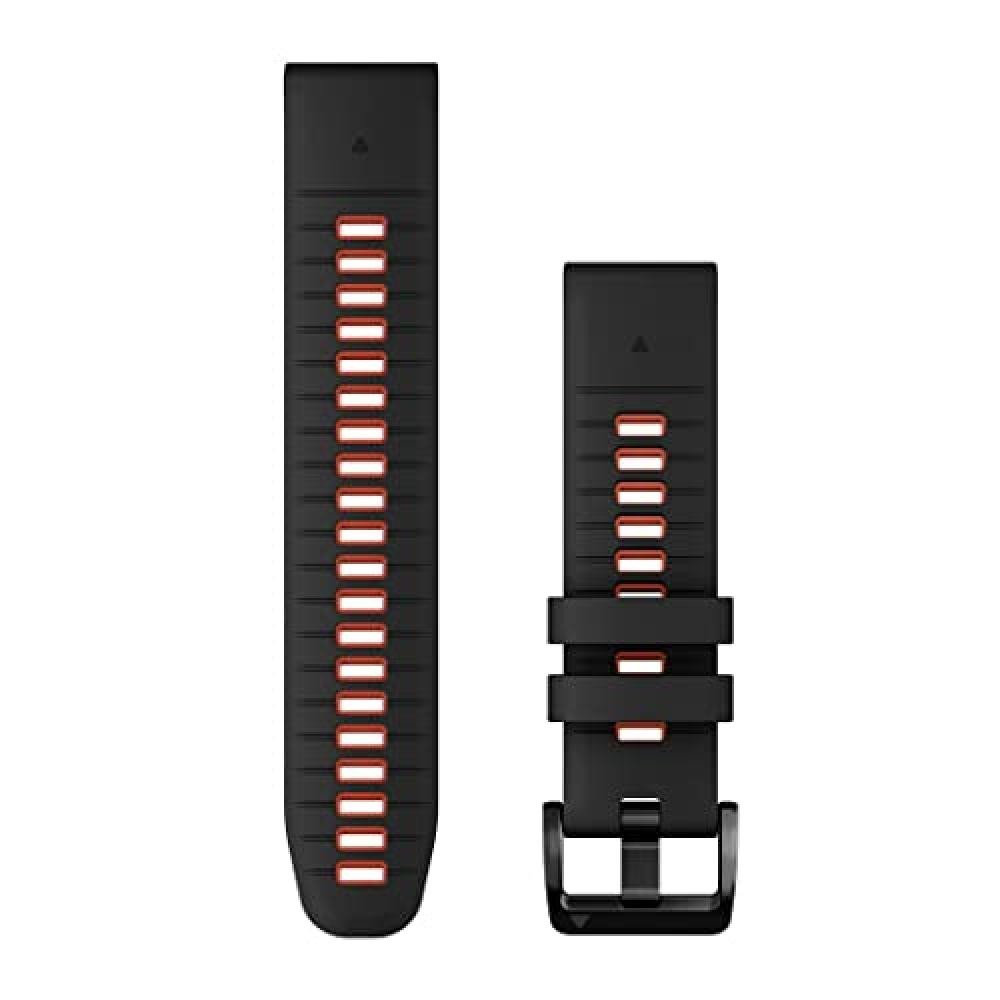 (TG. 22mm) Cinturino Originale Garmin, 22mm, QuickFit, Silicone, Black & Flame R