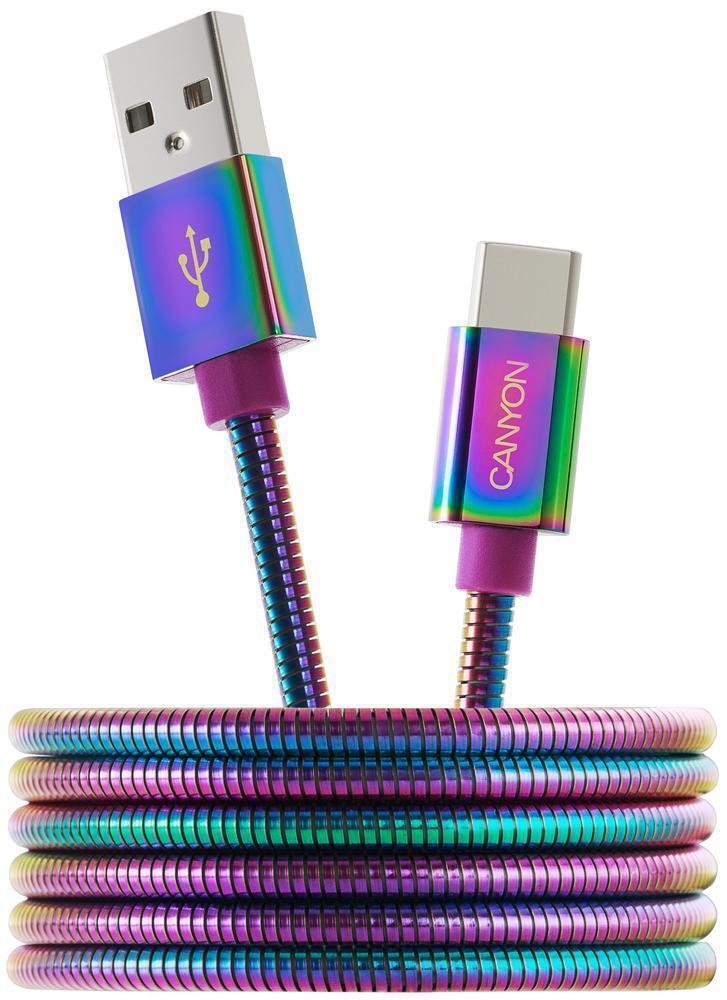 Cavo, USB2.0 A Male-Type C, 1.2M Arcobaleno - Canyon