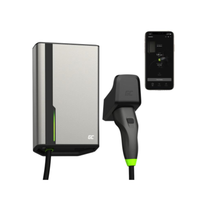 GREEN CELL HABUDEN SMART EV CHARGING STATION WALLBOX 22KW 32A CON CAVO TIPO 2 5M