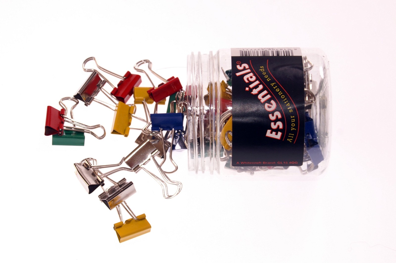Whitecroft Essentials 23771 Tubs 19mm Fold Back Clips - Assorted Colours (Pack o