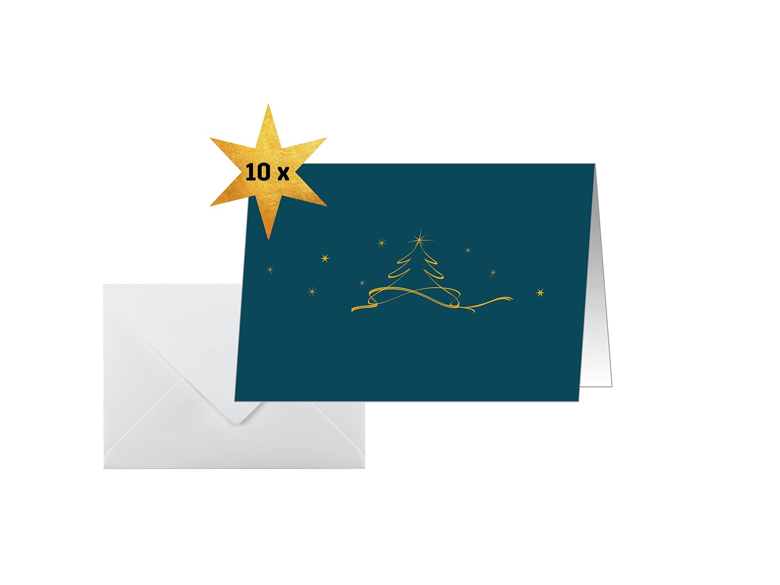 SIGEL DS069 Christmas Cards "Christmas tree", A6 landscape, 10 cards incl. envel