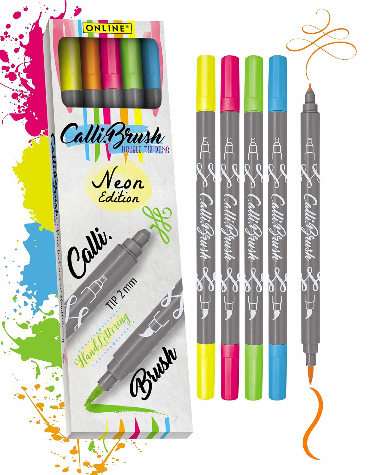 Online Calli.Brush Handlettering Brush-Pens NEON   Set of 5 brush pens   Calligr