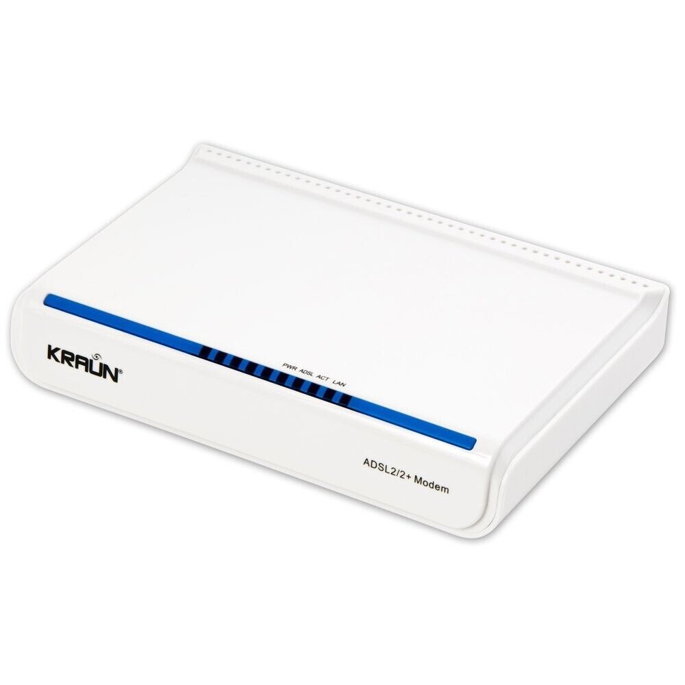 Kraun Modem Ethernet ADSL2/2+  ✅ Fast Ethernet ✅ Kraun KR.KW. Interfaccia: RJ-11