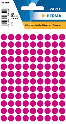 Herma Multi-Purpose Labels ø 8mm Pink 540 pcs. - self-Adhesive Labels