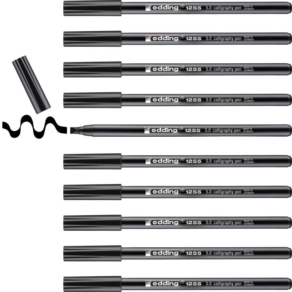 edding 1255 calligraphy pen - black - box of 10 - calligraphy nib 5 mm - fibre p
