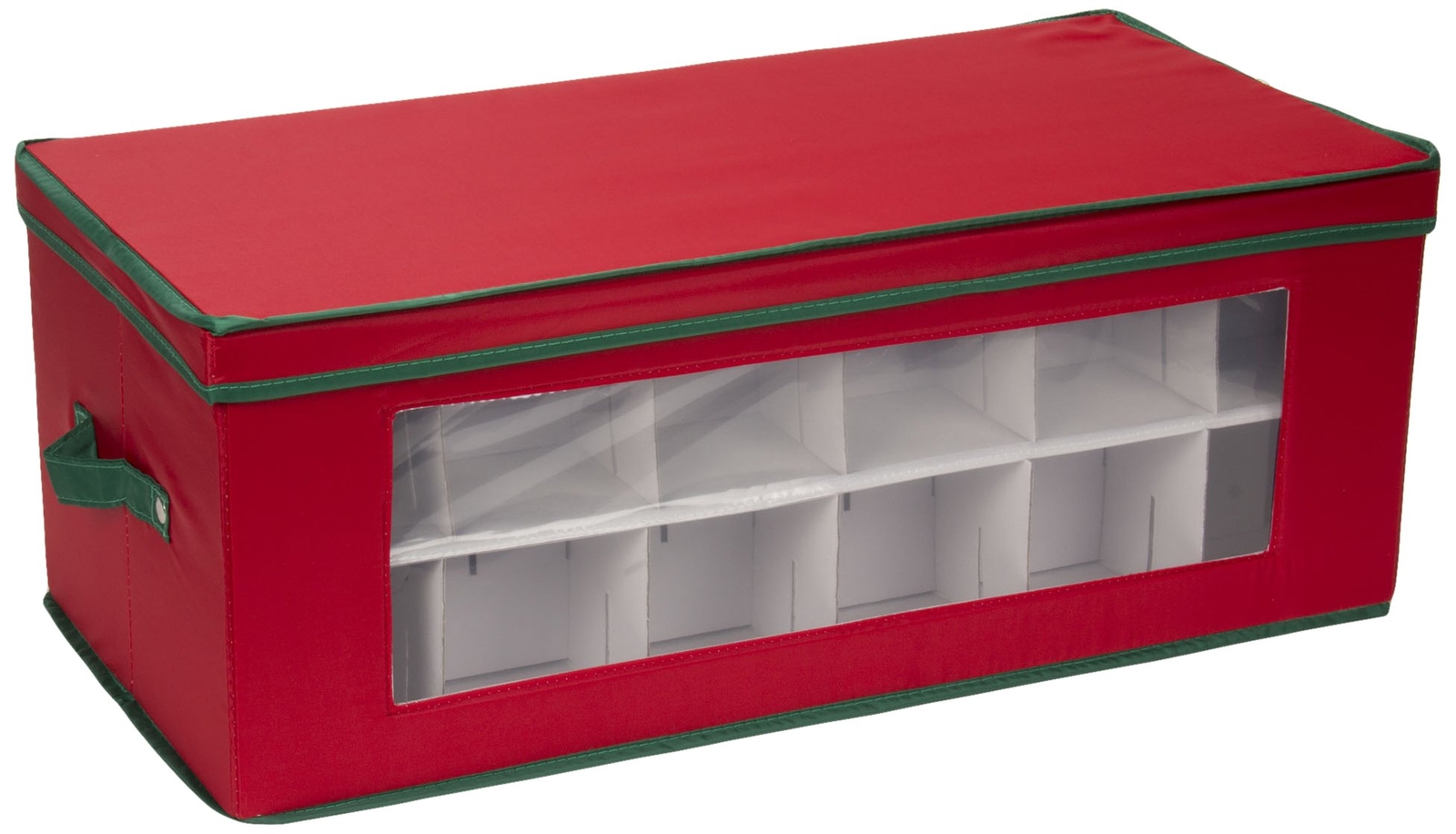 Household Essentials Holiday Storage Box, Rosso con Verde, Poliestere, (E9H)