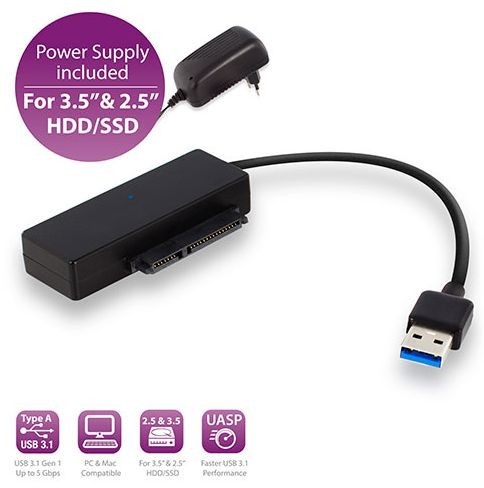 USB3.0SATAHDDSSD MicroConnect 2.5" and 3.5" SATA HDD SSD to USB 3.1 Gen1 adapter