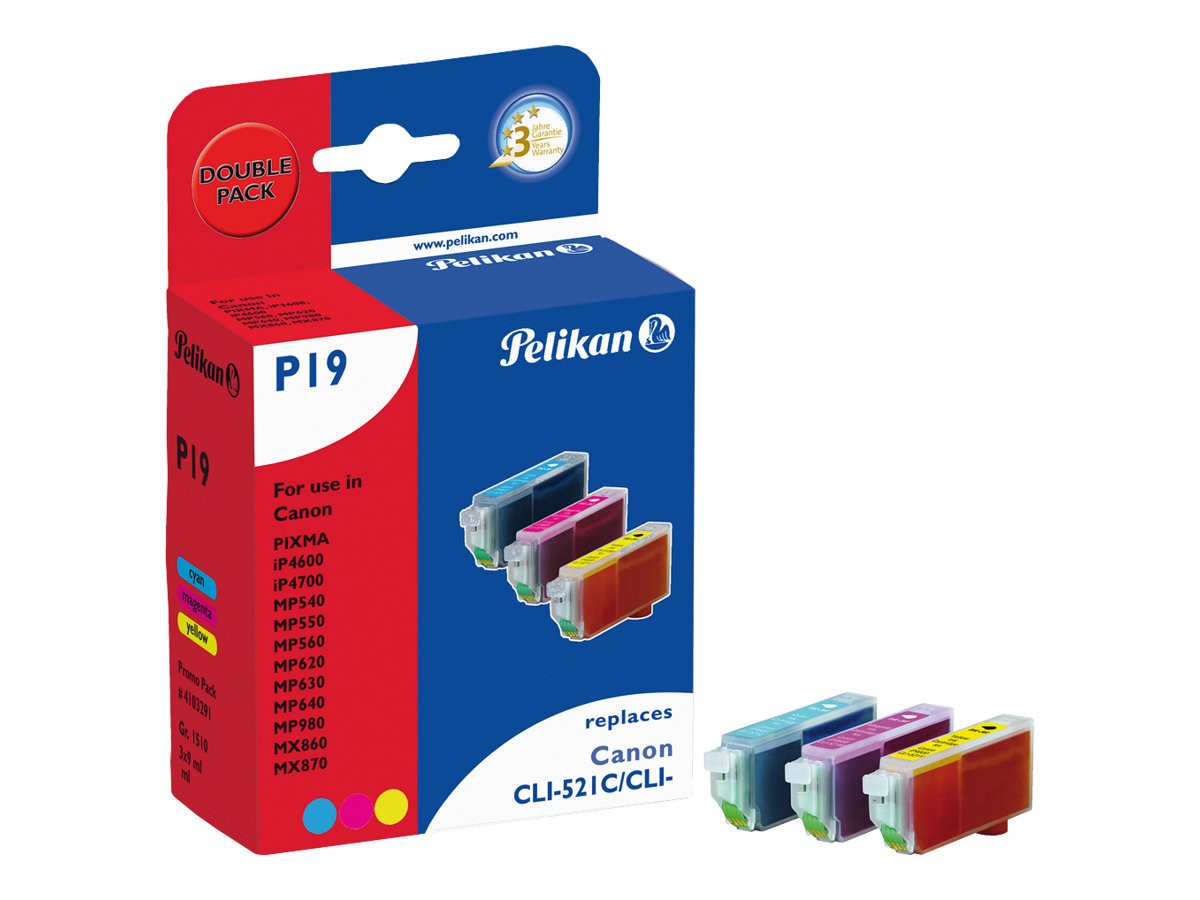 Pelikan 3 Ink cartridges Inchiostro a base di pigmento 3 pz Multipack 4103291