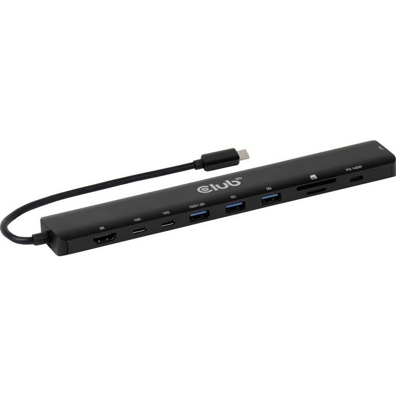 Club 3D Tragbare Docking USB-C ->2xUSB-C/3xUSB-A/HDMI/SD 140W retail CSV-2550