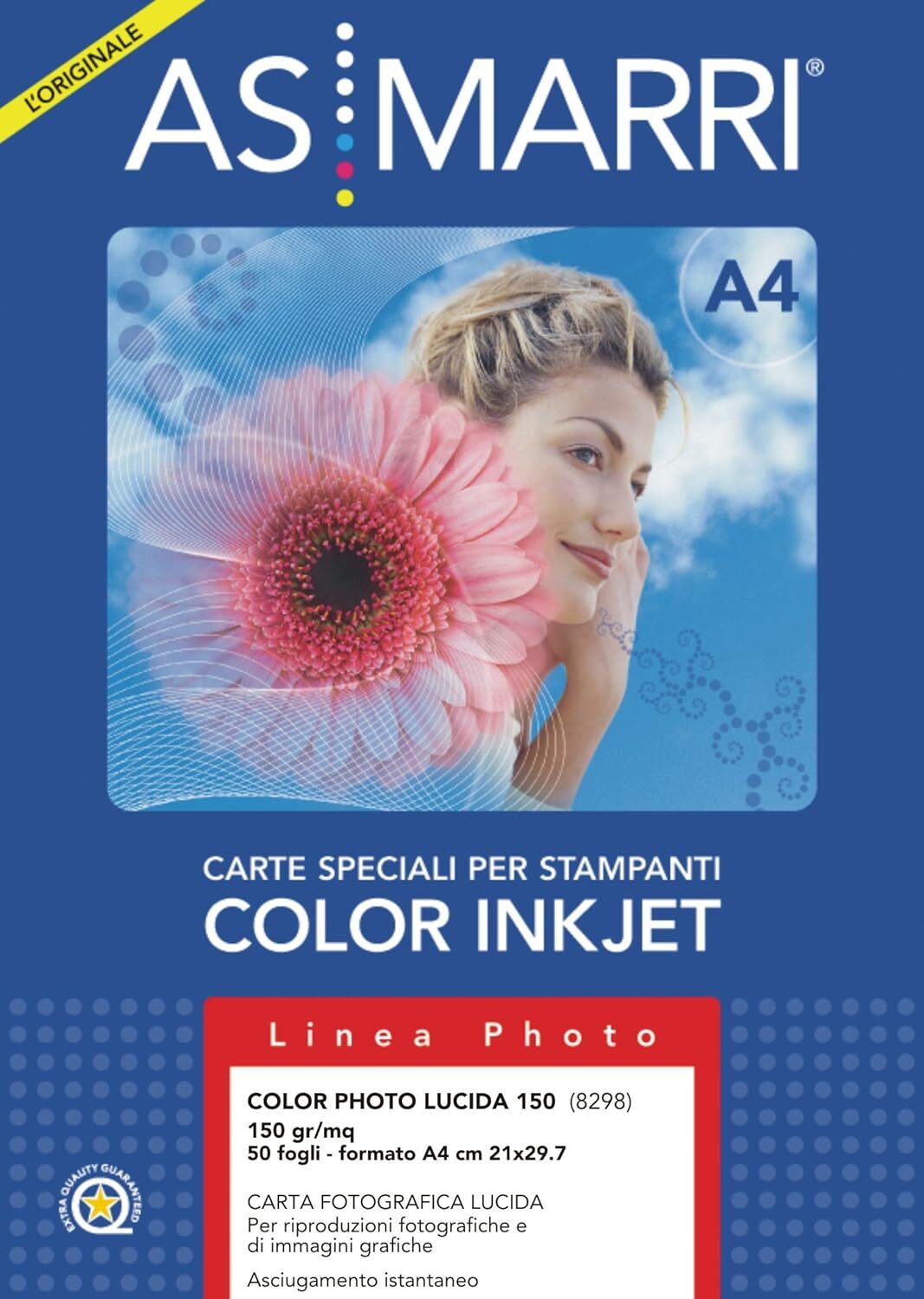 Carta Fotografica Color Inkjet AS Marri - A4 - 150 g - Lucida - 8298 Bianca