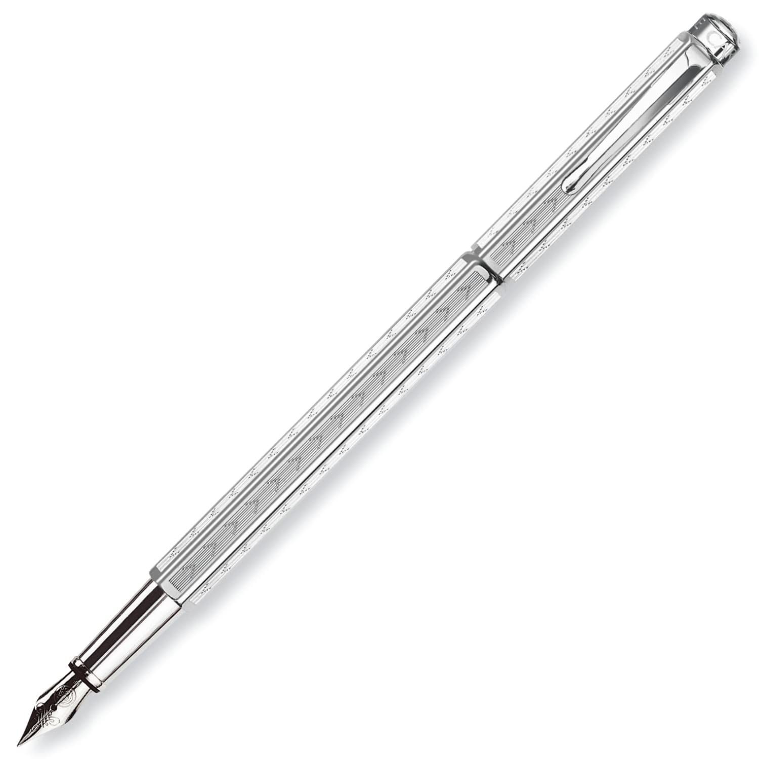Caran d'Ache Chevron Fountain Pen - Rhodium M steel