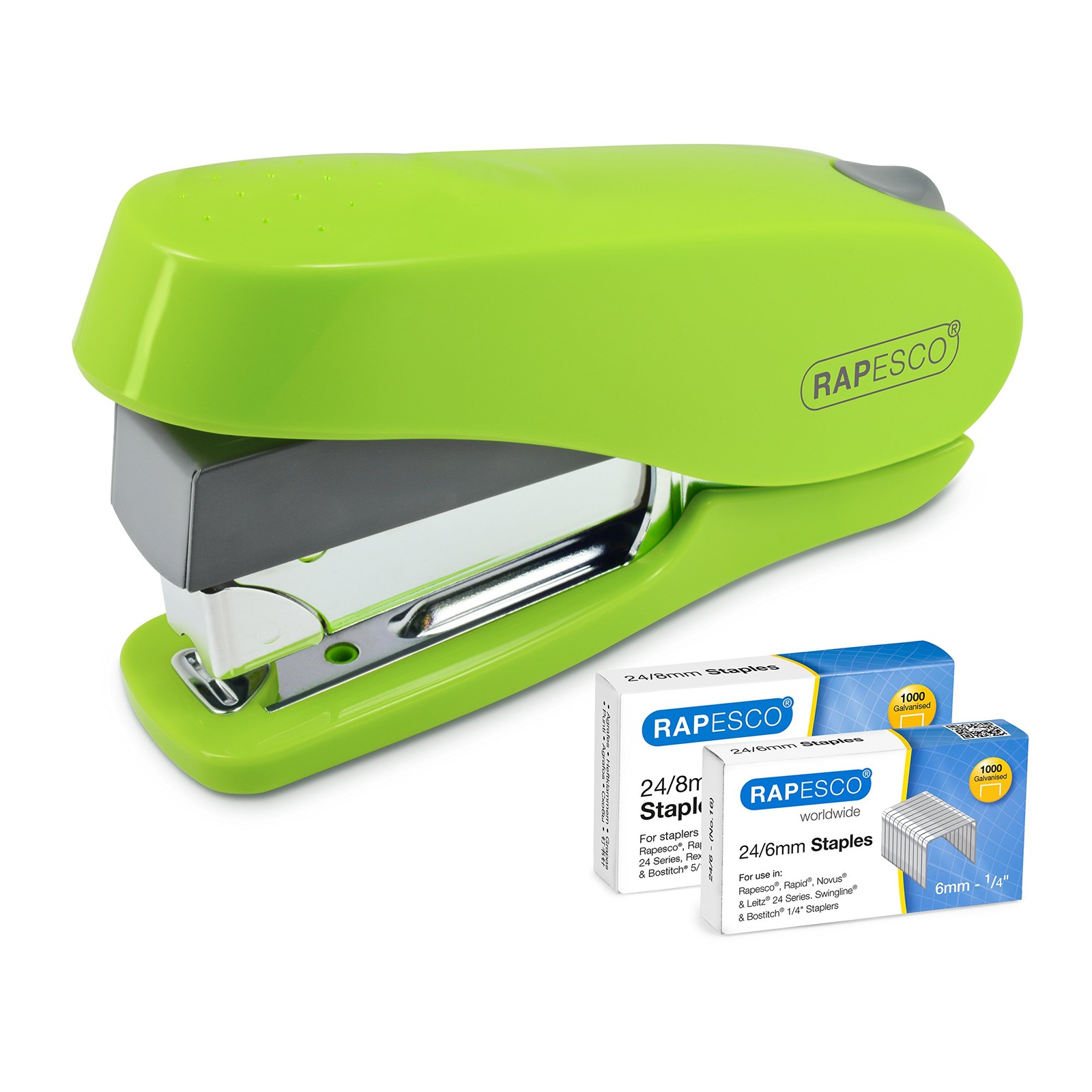 Rapesco 1470 Luna Less Effort Stapler with 2000 Staples, 50 Sheet Capacity, Gree