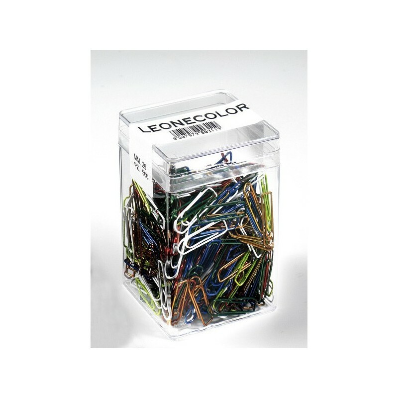 Barattolo fermagli metallo color N.2 da 26 mm. Antiruggine LEONE (500 Pz)