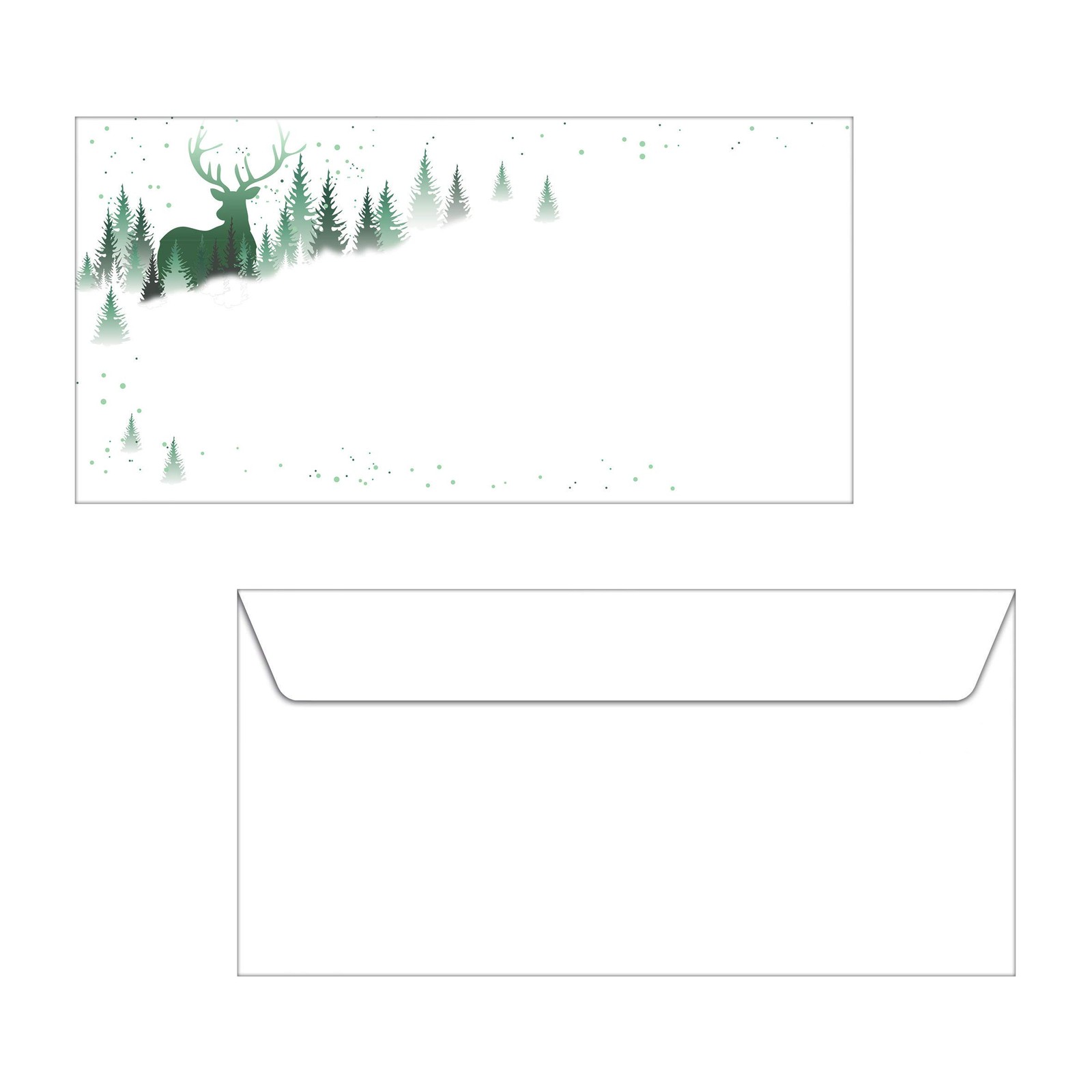 SIGEL DU284 Envelopes with Christmas pattern, White and Green, DL size (11 x 22