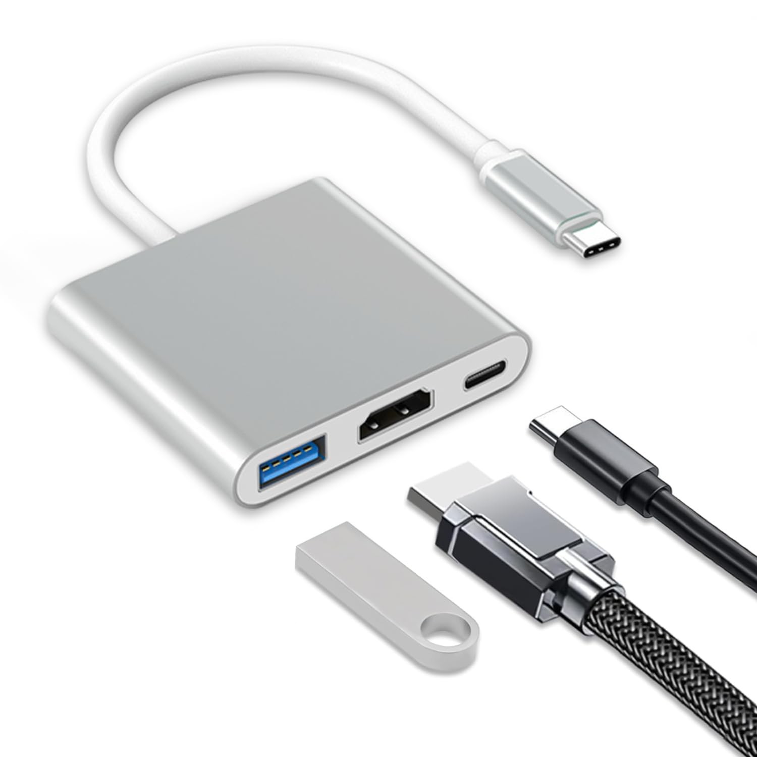 DAILINK 3-IN-1 Adattatore USB C HDMI, Light-Ning to HDMI Cavo HDMI per TV Adatta
