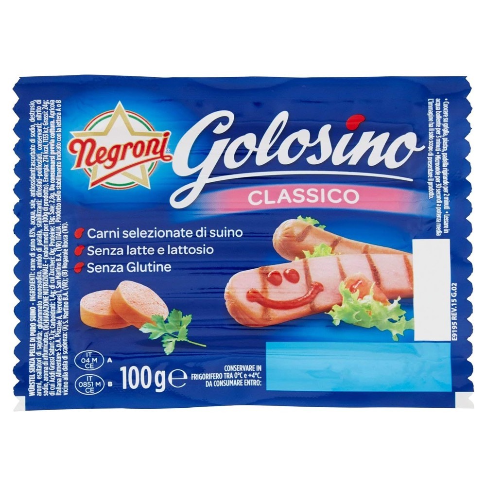 NEGRONI WURSTEL GOLOSINO CLASSICO GR.100