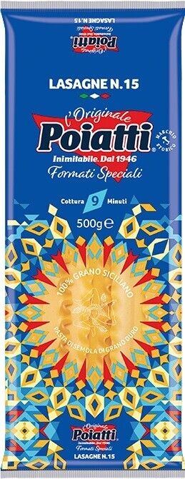 PASTA LASAGNE DI SEMOLA DI GRANO DURO SICILIANO 100% POIATTI N° 15  GR. 500
