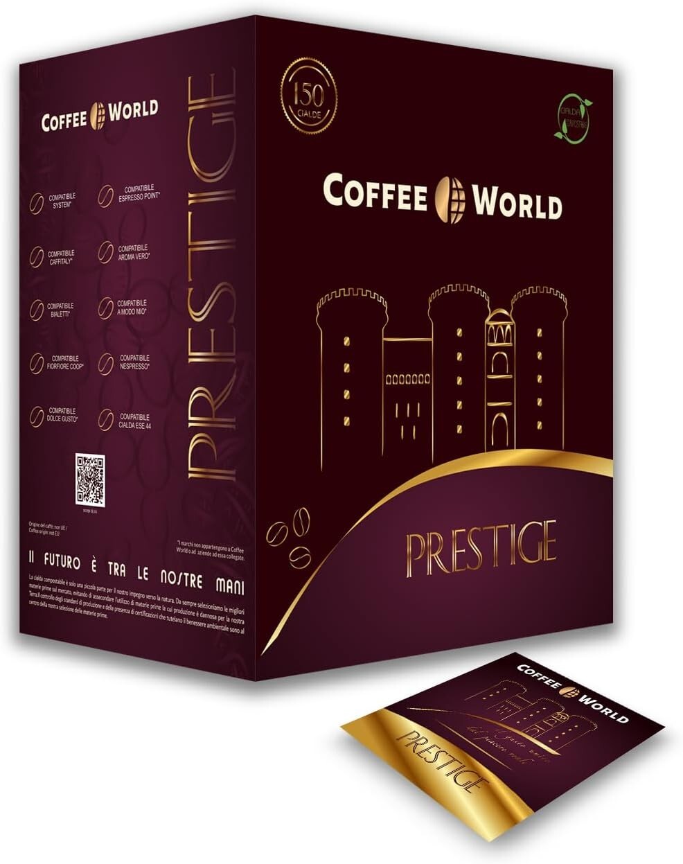 600 cialde caffè Coffee World miscela PRESTIGE - Cialda da 8 gr