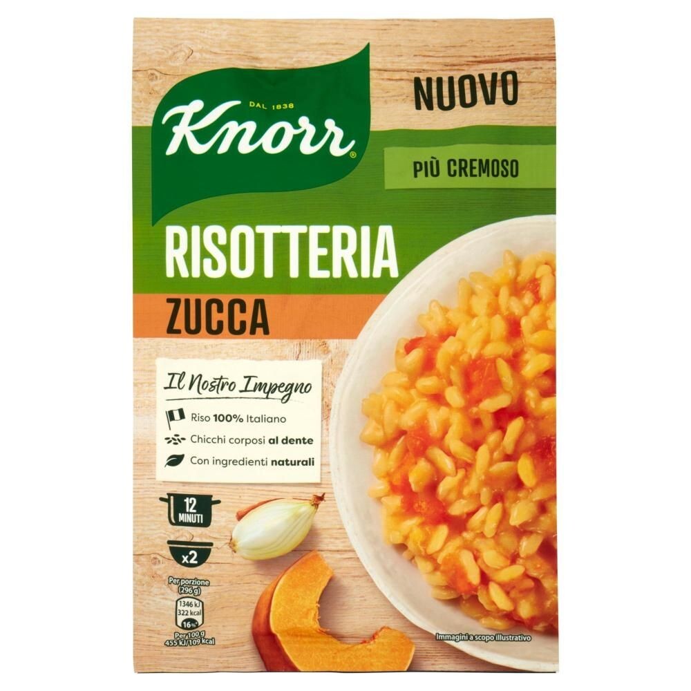 KNORR RISOTTO ALLA ZUCCA RISOTTERIA KNORR 2 PORZIONI CON RISO 100% ITALIANO 175g
