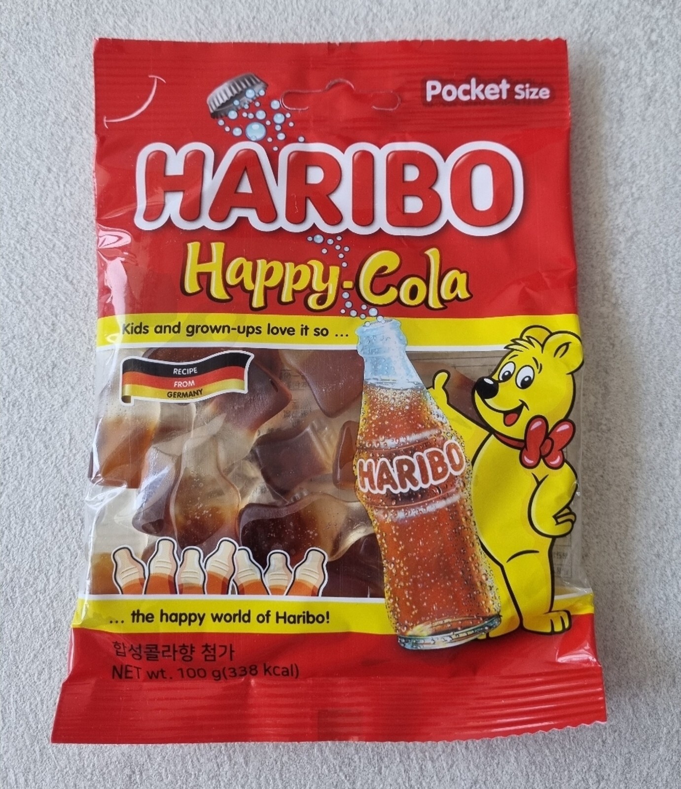 HARIBO HAPPY COLA Original Jelly 100g x 1~5packs, Gummy Gold Bear Candy Germany