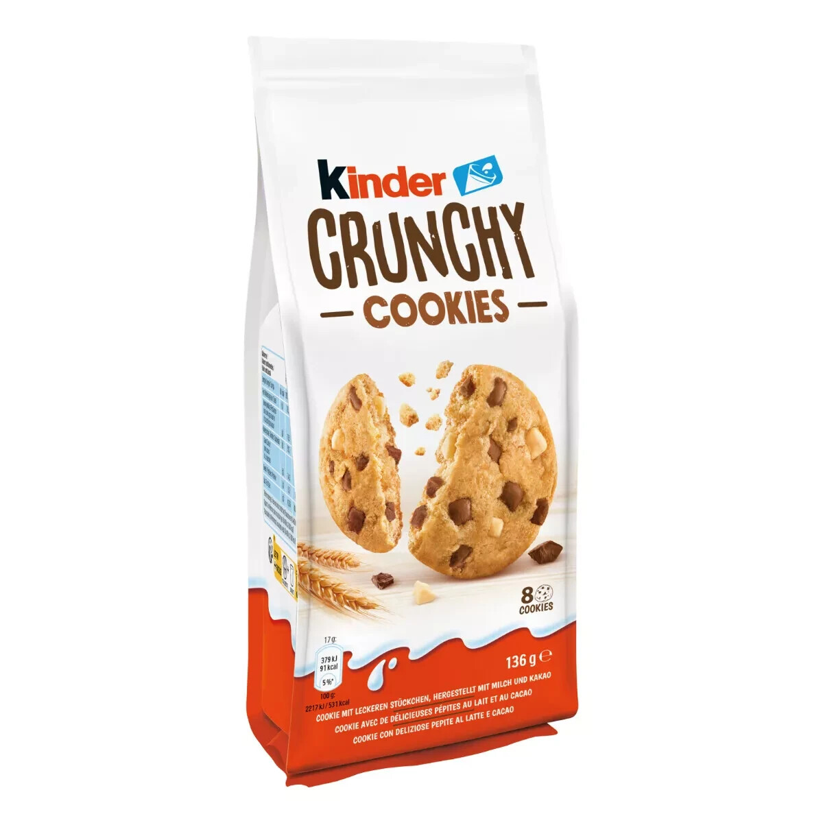 Kinder Crunchy Cookies – 8 Biscotti con Pezzetti di Cioccolato – 136g