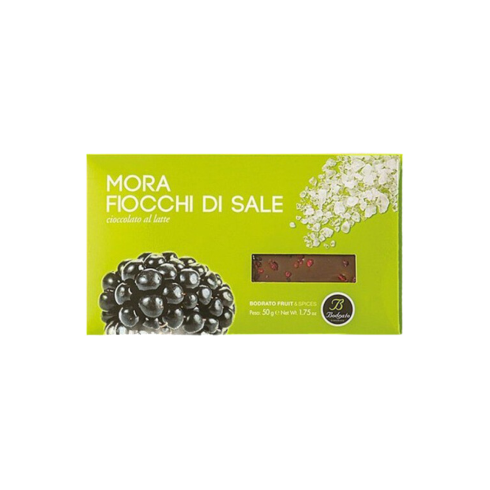 Tavoletta Cioccolato Bodrato Cioccolato al Latte Mora e Fiocchi di sale 50 g