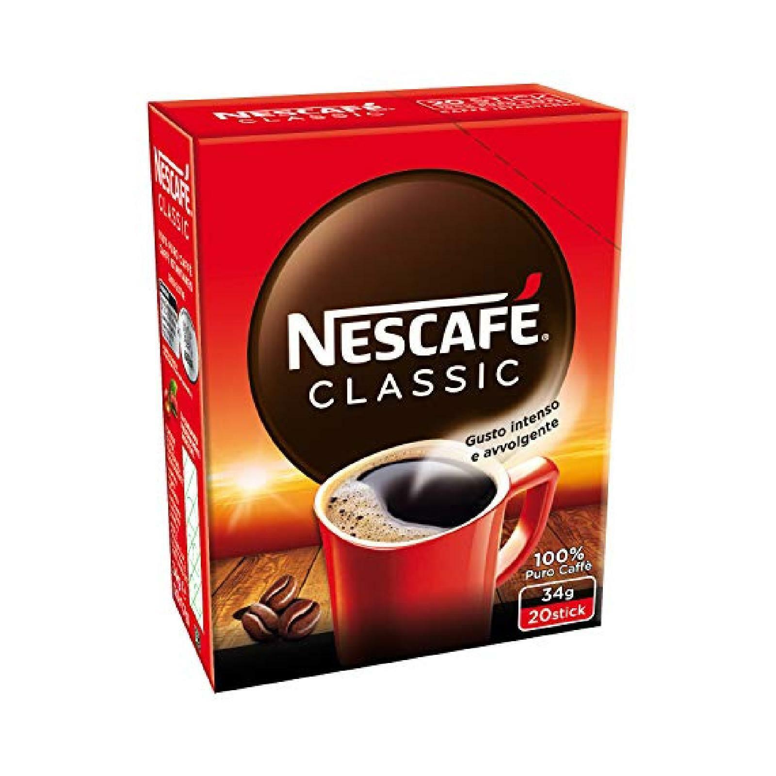 CAFFE' NESCAFE' CLASSIC CAFFE' SOLUBILE 20 STICK DA 1,7g GUSTO INTENSO