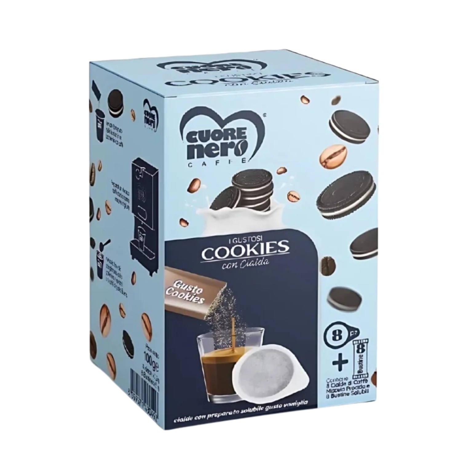 Cuore Nero Caffè  I Gustosi 8 Cialde + 8 Bustine Solub. Cookies