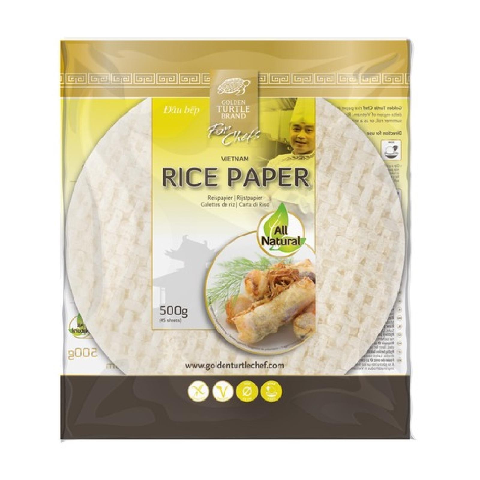 Rice Paper Golden Turte Brand Carta di Riso Busta 500 g Diametro 22 da 45 Fogli