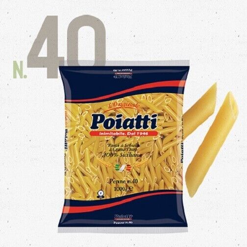 PASTA PENNE DI SEMOLA DI GRANO DURO SICILIANO 100% POIATTI N° 40 PENNE KG 1