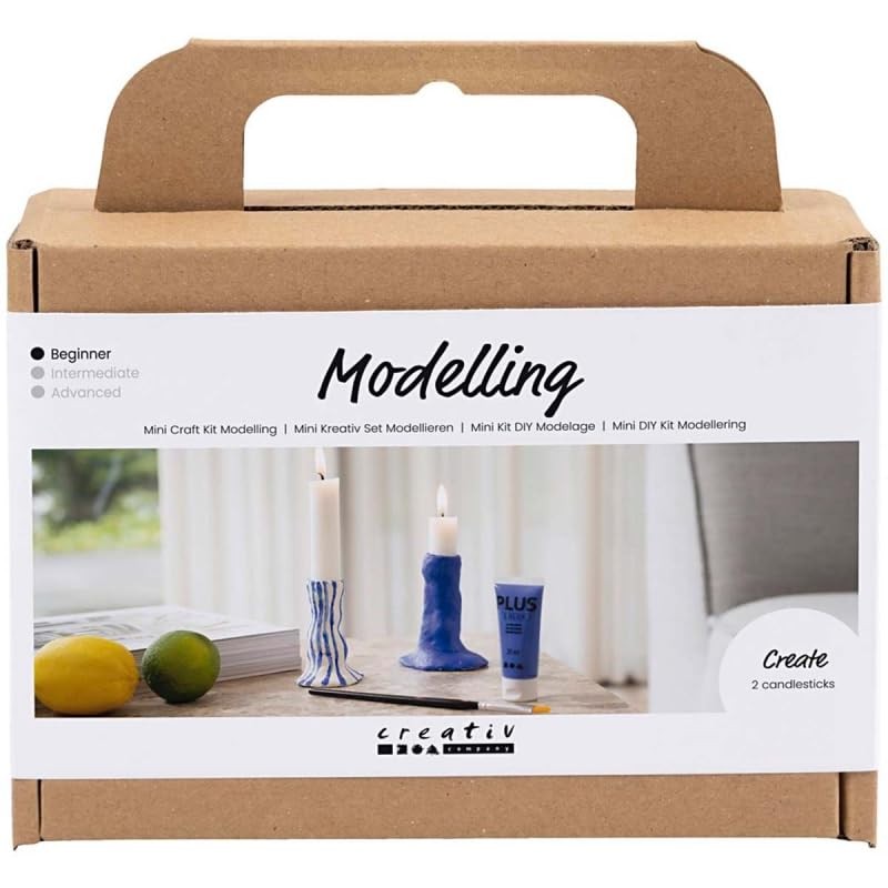 DIY Modelling Kit - Self-Hardening Clay - Candle Holders - Ultra Marine - 2 pcs