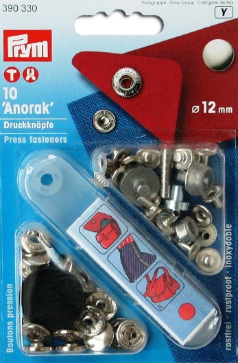 BOTTONI a PRESSIONE ANORAK PRYM 12mm Argento 390330 Chiusura Media Pinza vario