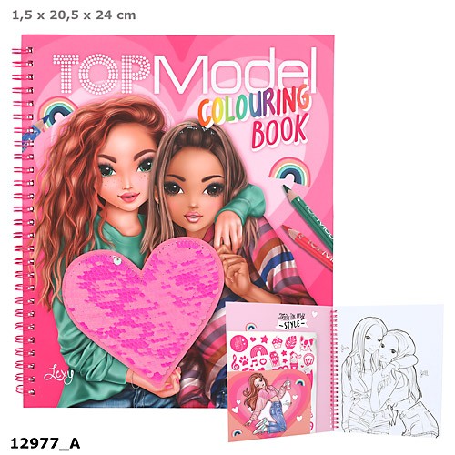 Libro colorazione cuore paillettes top model 12977A